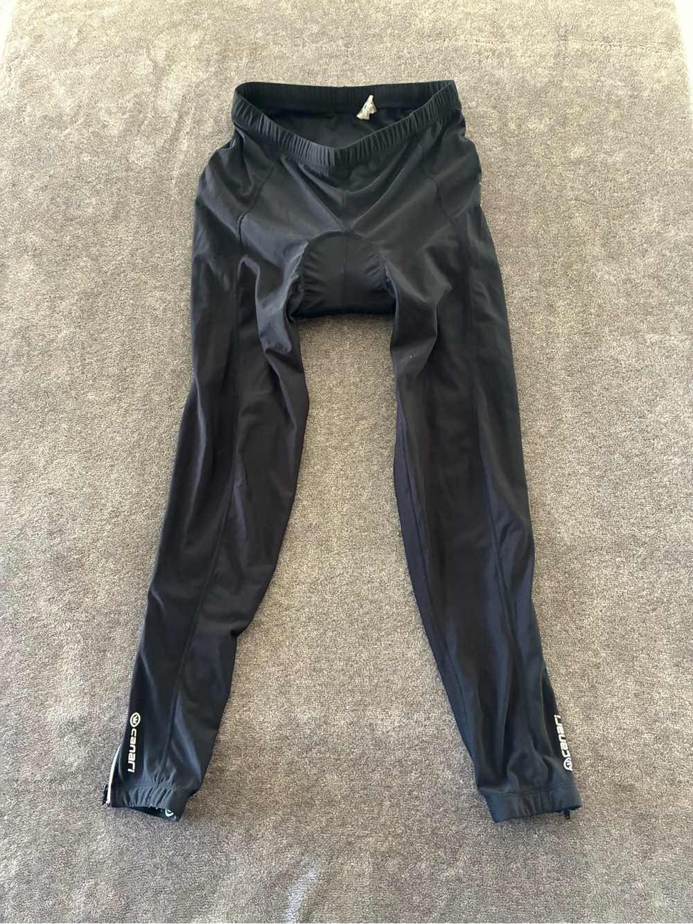 Canari Black Gel Cycling Leggings Tights Stretch Crotch Padding Ankle Zip Medium